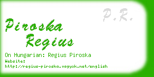 piroska regius business card